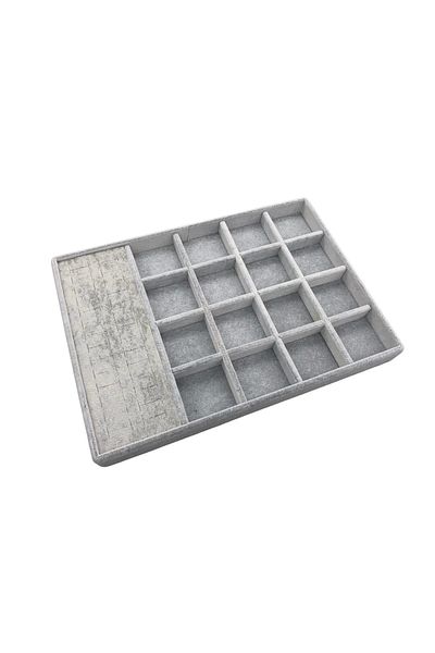 Aydın Decor New Local Suede Gray Dipped-compartment Jewelry Box (aydındecor)