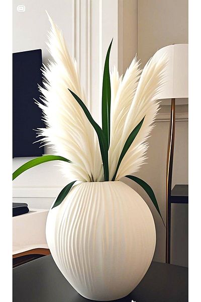 Lui Tasarım Nordic Style Large Size Oval Ceramic White Vase