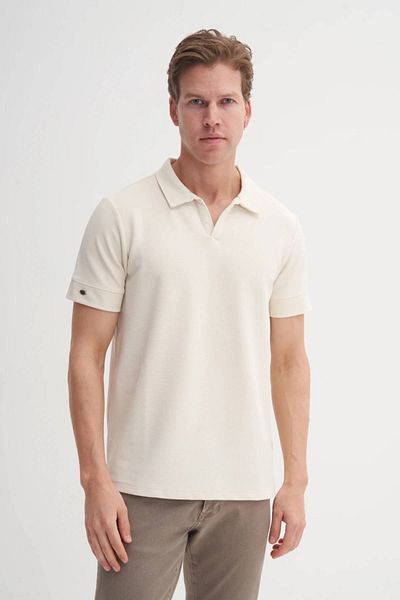 Cazador Πλεκτό χτενισμένο βαμβακερό μπλουζάκι Polo Neck Slim Fit