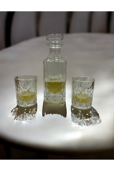 Paşabahçe 3'li Set Kristal Su Şişesi Bardak Viski Meşrubat Hediyelik Nişan De...