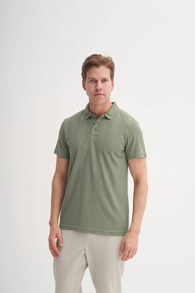 Cazador Polo Neck Slim Fit Textured T-Shirt
