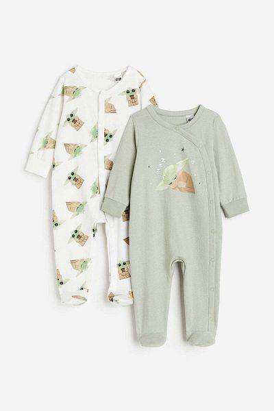 H&M 2-pack sleepsuits with full feet