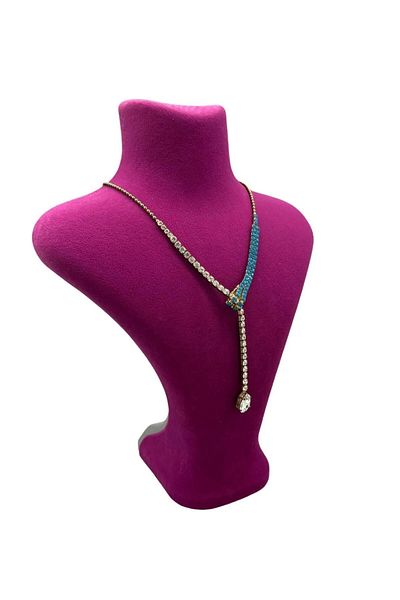 MeGass Dekor Domestic production london model suede fabric fuchsia color 28/ 22 cm necklace display mannequin