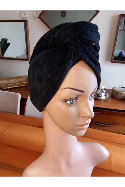 yörük tuhafiye Hair Drying Pool - Black Hair Bonnet, Cotton Hair Pool and Hair Bath Bonnet