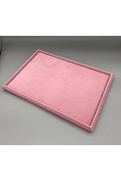 Aydın Decor طاولة صندوق خدمة المجوهرات باللون الوردي من قماش سيرتكس (AYDINDECOR)