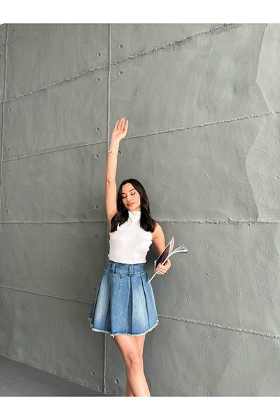 DENİKK Design special plisat Mini Denim Jean Etik Brk