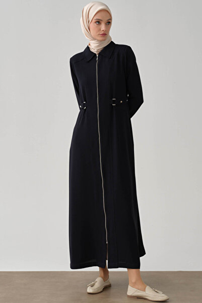 Tuğba Beli Bant Tokalı Pardesü - Lacivert