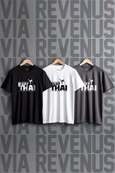 Vordevia Muay Thai - Kick Boxing Baskılı 3'lü %100 Pamuk Penye Tshirt