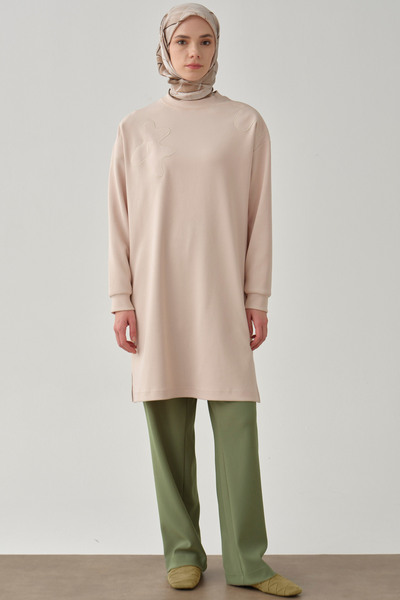 Tuğba Cepli Boru Paça Örme Pantolon - Mint