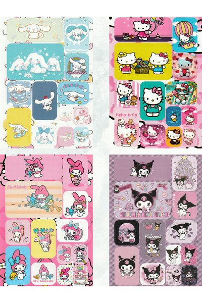Mielibon Hello Kitty Ve Kuromi Arkadaşları Sticker Defteri 16 Sayfa 208 Sticker