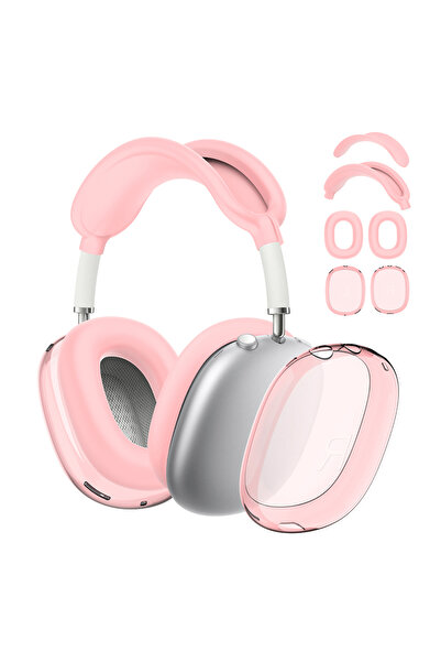 ALLOYSEED غطاء شفاف وردي 4 في 1 من السيليكون + TPU مقاوم للصدمات ووسادة أذن و...