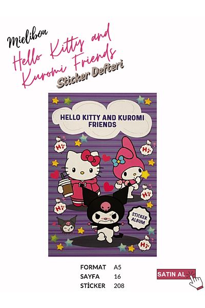 Mielibon Caiet de autocolante Hello Kitty și prietenii lui Kuromi 16 pagini 208 autocolante
