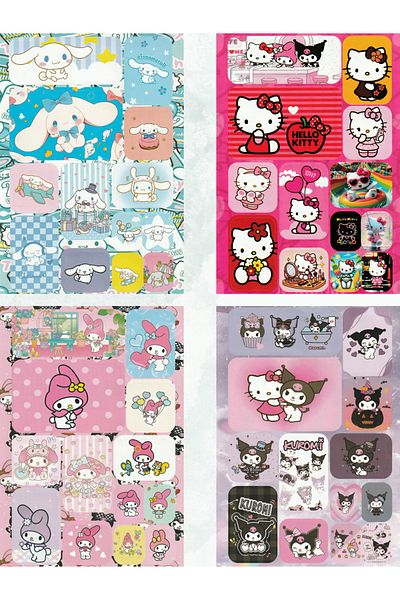 Mielibon Caiet de autocolante Hello Kitty și prietenii lui Kuromi 16 pagini 208 autocolante