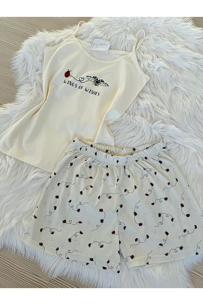 Pijamacs Σετ πιτζάμες με λουράκι από βαμβακερό σχοινί με σχέδιο πασχαλίτσας