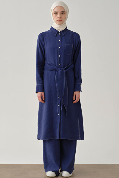 Tuğba Kemerli Tunik Pantolon Takım - Lacivert