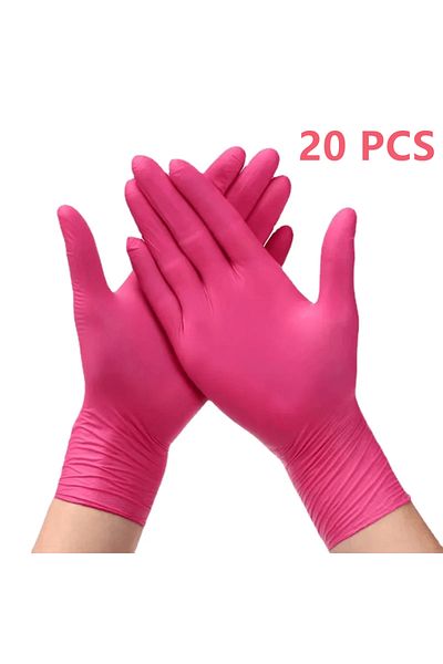 Choice M Rose Red 20pcs Pink Nitrile Disposable Gloves 20/50pcs Powder & Latex Free Gloves For Kitchen Cook
