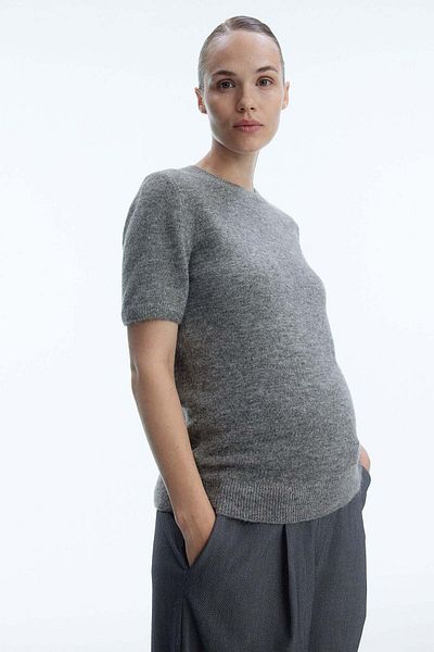 H&M MAMA Short-sleeved fine-knit top
