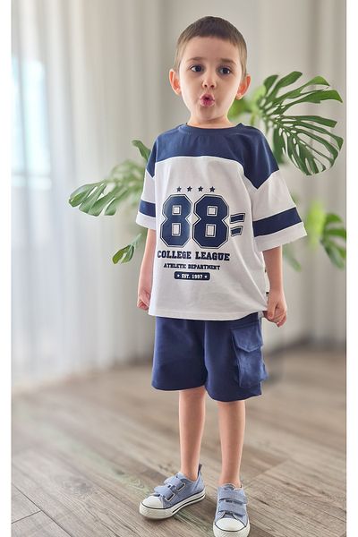 BALKABAĞI -88 Overshirt Boy Bagmaner with Clearances Cargo Pocket Short White Garni Suit