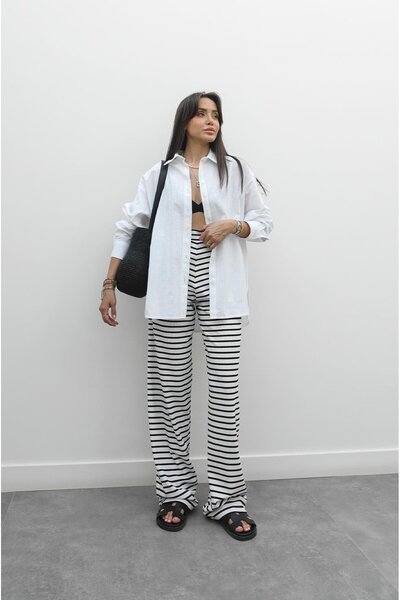 Havoş White Nixon Striped Pants