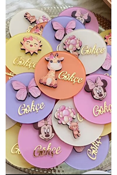 İSİM LAZER Bebek magneti/Yeni doğan bebek magneti/Bebek mevlidi (20 adet jelatinli)