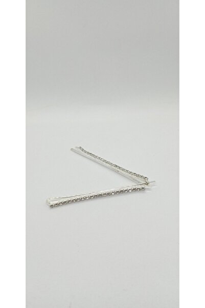 ndjewelry مشبك شاشة من الحجر الفضي اللون (طويل)