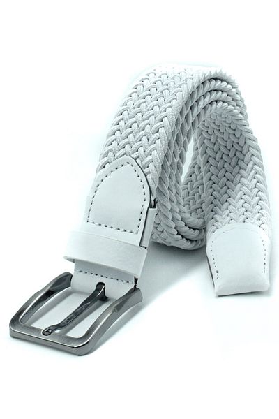 derikem Elastic Knitted Belt 3.5cm White Rubber Belt Unisex