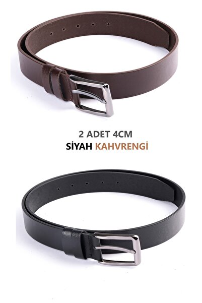 derikem Pachet de 2 curele pentru bărbați din piele de bivol autentică 4 cm b...