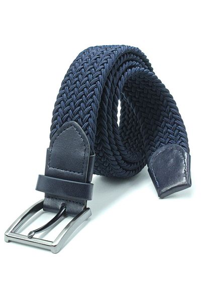 derikem Navy Blue Unisex Elastic Knitted Belt - 3.5cm