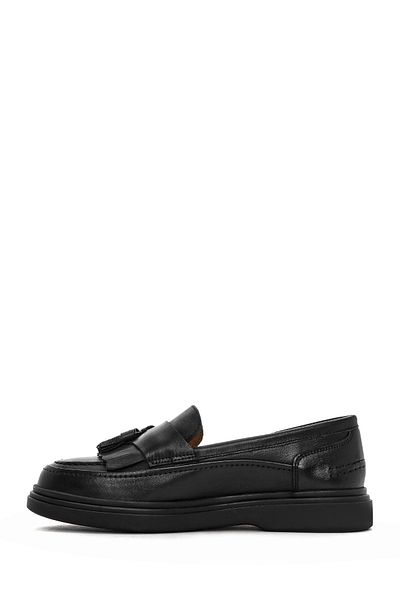 Derimod Women's Black Tasseled Leather Loafer 25Sfd 510218