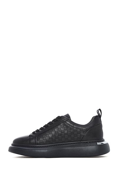 Derimod Men's Black Lace-Up Thick Soled Leather Sneaker 25Sfd 641418