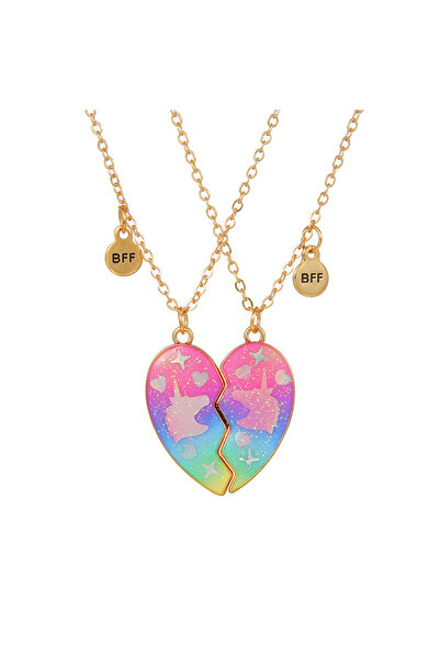 Choice S81-01 Qpeach 2Pack Heart Unicorn Bear Cat Pendant Best Friend Girl BF...
