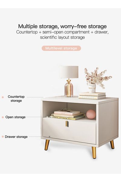 sharpdo European-style Nightstand, Light Luxury Style Bedside Cabinets With Drawer