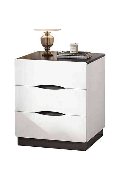 sharpdo Simple Modern Bedroom Small Bedside Table with 3 Drawers for Storage