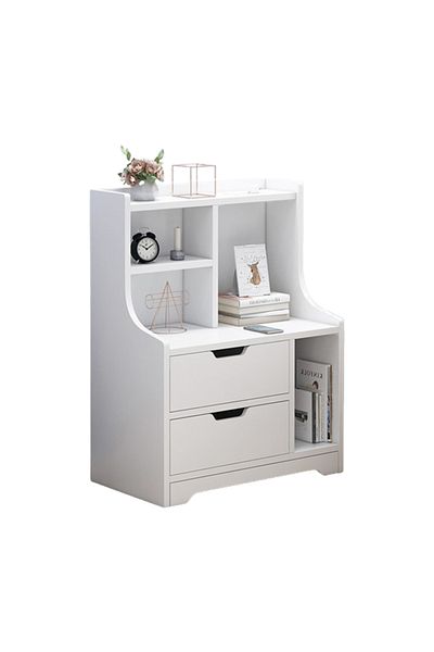 sharpdo Nightstands Home Bedside Storage Cabinet With 2 Drawers White