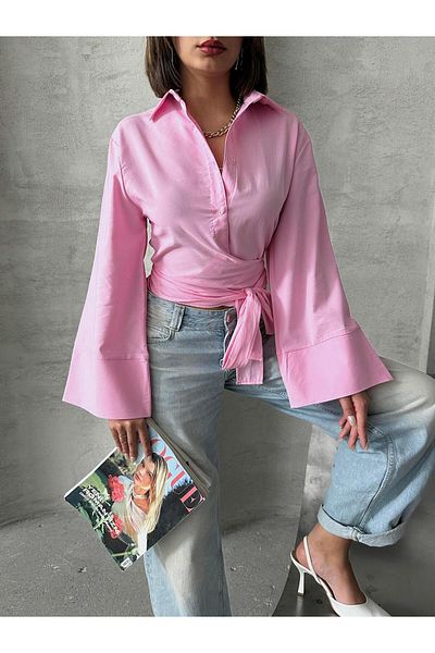 FERZOLAİO Pink Shirt with Binding Detail