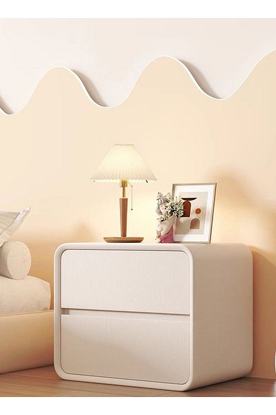 sharpdo Household Simple Microfiber Leather Small Bedside Bedside Table, 2-Layer Storage Cabinet 50*40*47CM