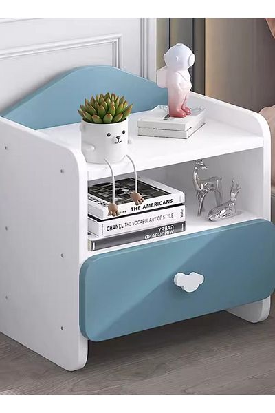 sharpdo Simple Modern Bedroom Bedside Table Small Storage Cabinet, C-Shaped Guardrail Design