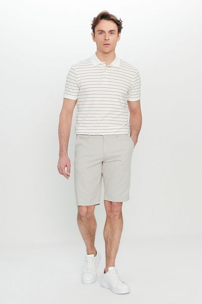ALTINYILDIZ CLASSICS Men's Stone Slim Fit Slim Fit Side Pocket Seersucker Patterned Shorts