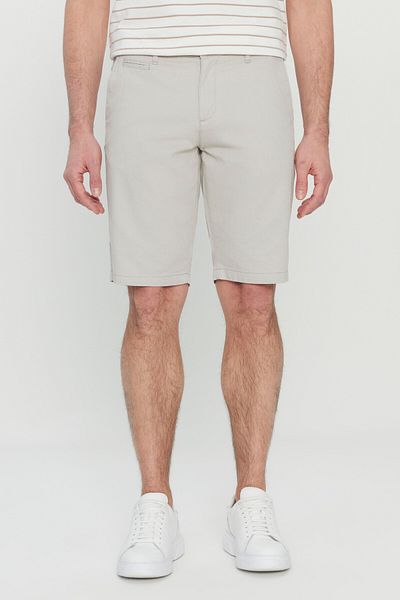 ALTINYILDIZ CLASSICS Men's Stone Slim Fit Slim Fit Side Pocket Seersucker Patterned Shorts