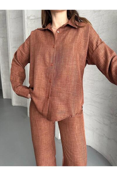 FERZOLAİO Pocketless Brown Linen Double Suit