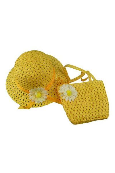 Generic Summer Lovely Sunflower Kids Straw Hat And Bag Set