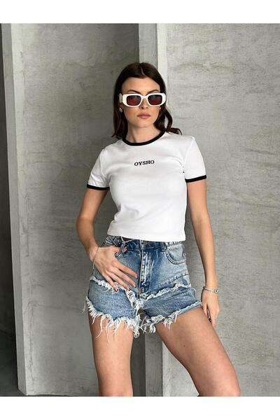 FERZOLAİO O Embroidered Basic White T-Shirt