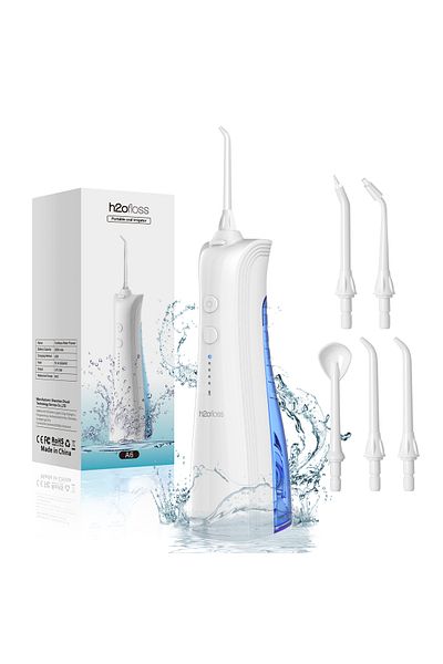 h2ofloss Water Flosser Pick for Teeth, 300ML Portable Oral Irrigator Upgraded Tank Removable-IPX7