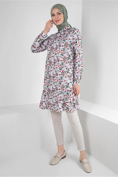 Alvina Buttoned Patterned Tunic 42904