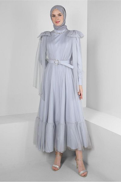 Alvina BELTED TOWEL DETAILED EVENING DRESS 50305