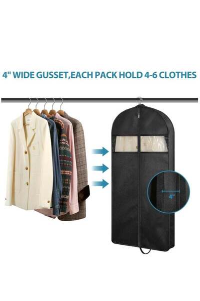 COOYA 3 pcs 43" Garment Bag,Thick Non-Woven Fabric,With Clear Windows,Carry Handle,Making the Travel