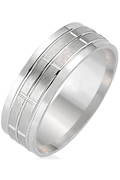Takı Dükkanı Sade Mat Çizgili Gümüş Alyans Söz Nişan Yüzüğü Twr01