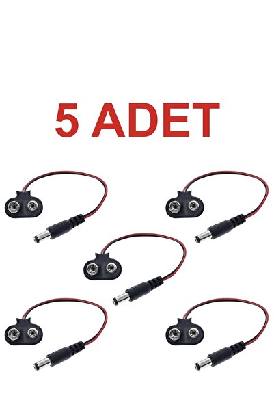 Rodevino 5 Adet Arduino Uyumlu Jaklı 9v Pil Yuvası / 9 Volt Pil Başlığı / Jac...