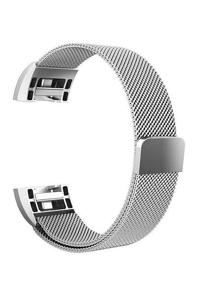 Generic سوار بديل لساعة Fitbit Charge 2 باللون الفضي