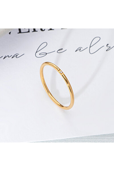 Choice خاتم من الزركون المصقول بلون ذهبي، سمكه 1 مم، خاتم خطوبة نسائي دائري ك...